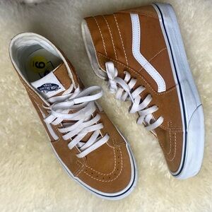 Vans High-Top Sneakers in Tan and White